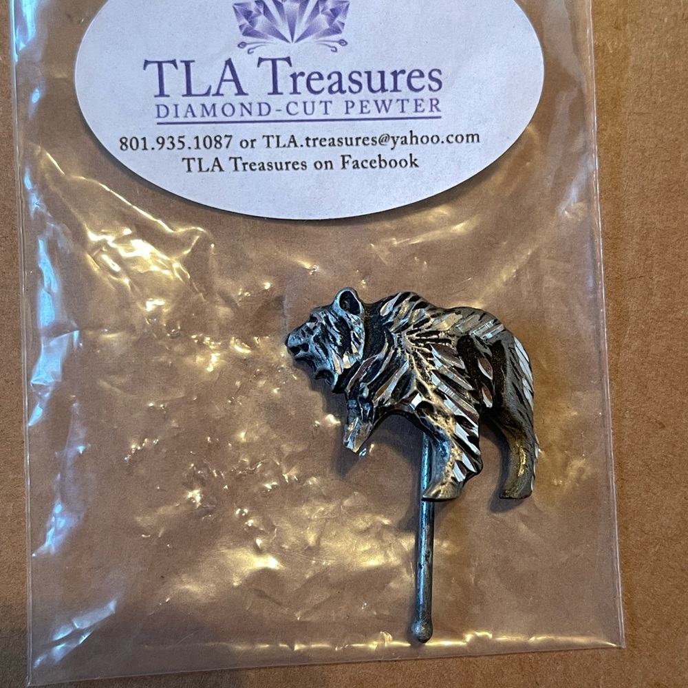 Silver Grizzly Bear Hair Pin